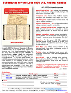 FREE FLYER: Downloadable PDF Flyer - Substiutes for the Lost 1890 U.S. Federal Census