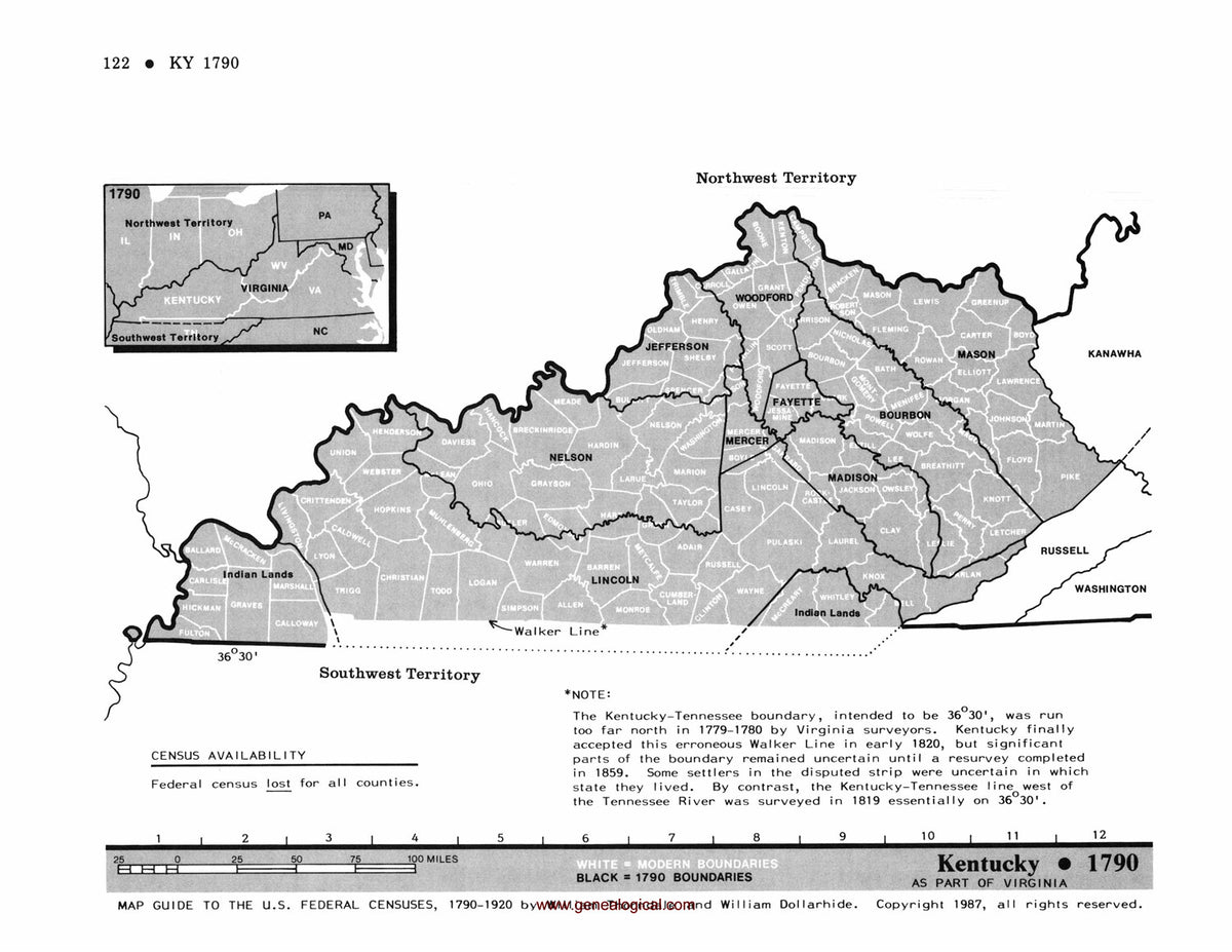 Map Guide To The U.S. Federal Censuses, Kentucky 1790-1920 Map Packet ...