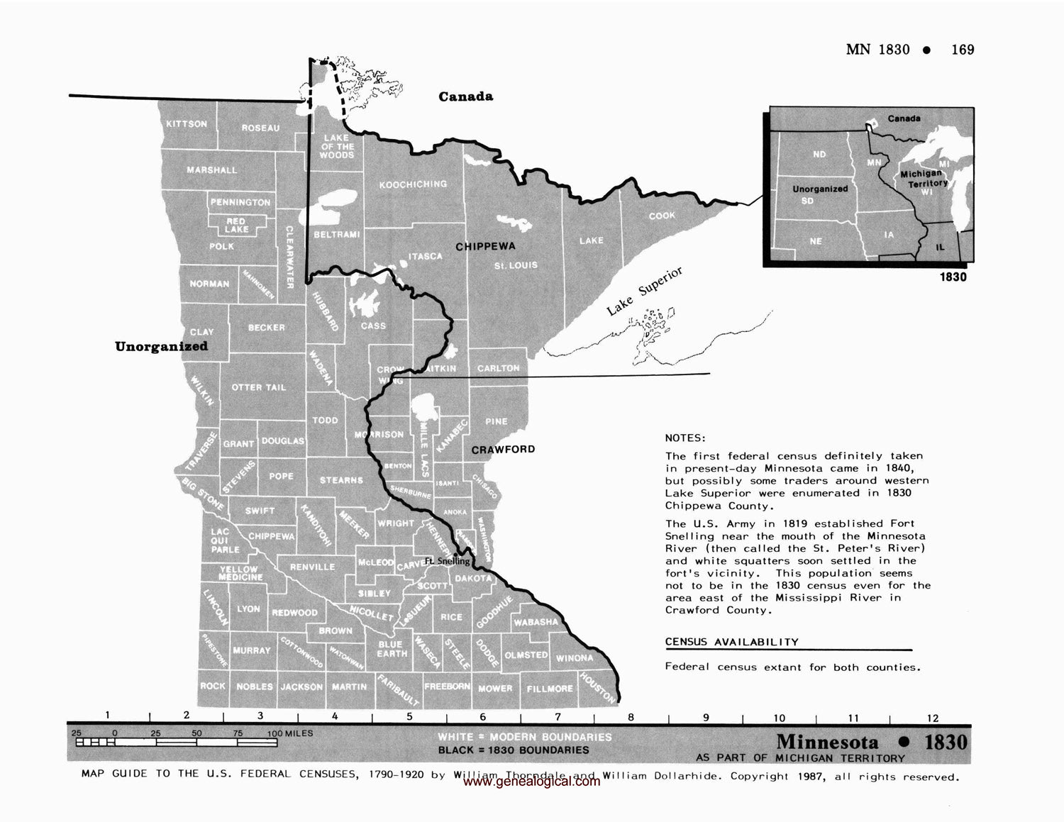 Map Guide To The U.S. Federal Censuses, Minnesota 1830 -1920 Map Packet