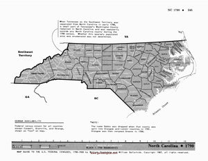 Map Guide To The U.S. Federal Censuses, North Carolina 1790 -1920 Map Packet