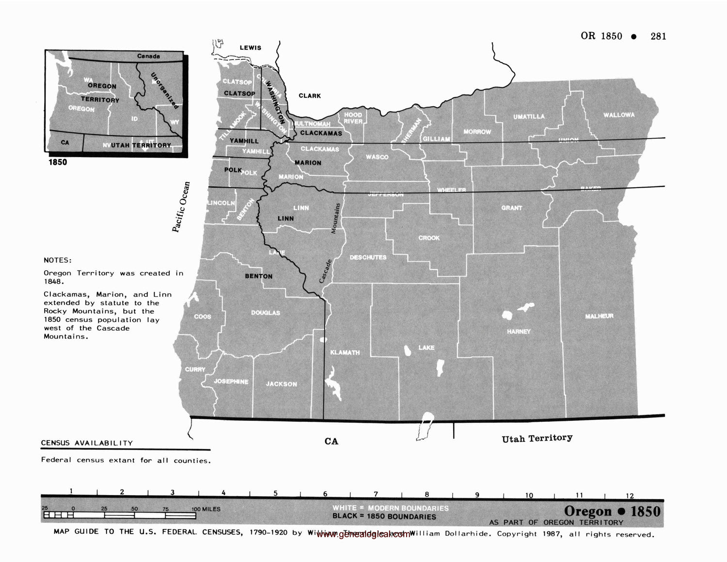 Map Guide To The U.S. Federal Censuses, Oregon 1850 -1920 Map Packet