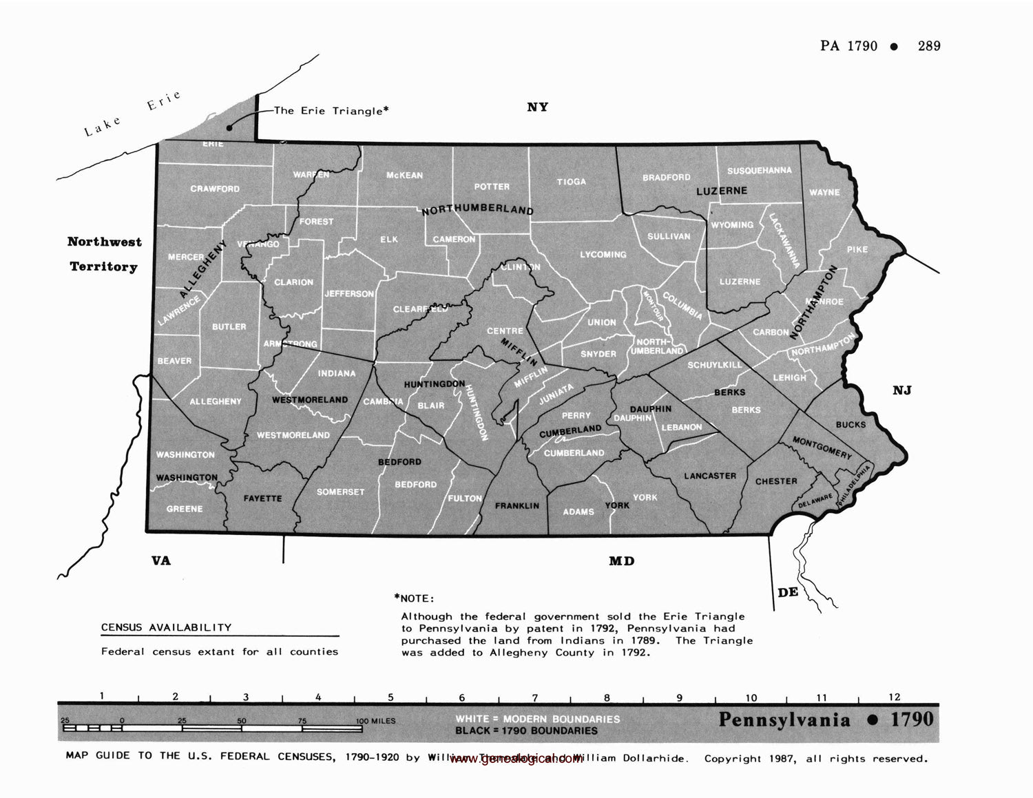 Map Guide To The U.S. Federal Censuses, Pennsylvania 1790 -1920 Map Packet