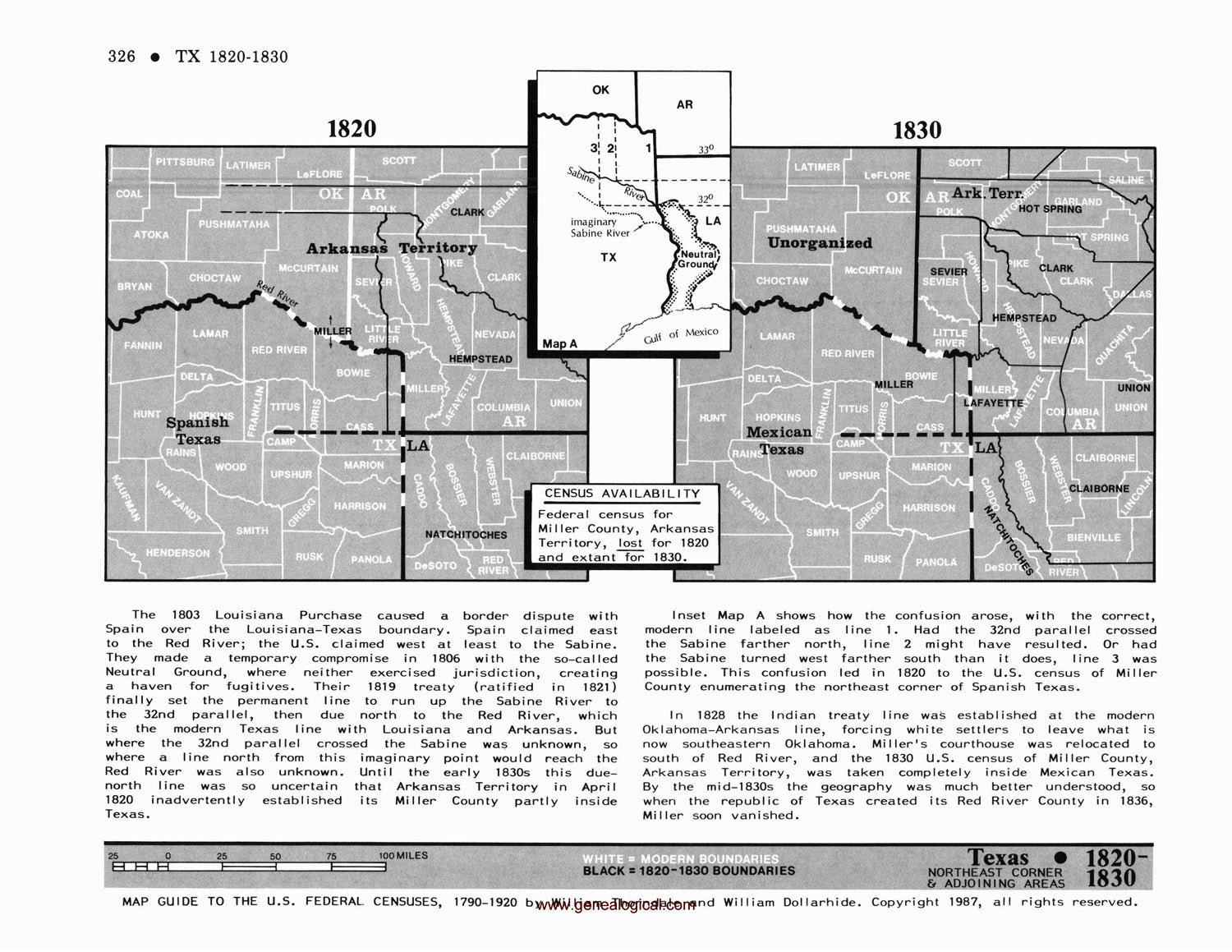 Map Guide To The U.S. Federal Censuses, Texas 1820 -1920 Map Packet