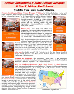 FREE FLYER: Downloadable PDF Flyer - Census Substitutes & State Census Records, All New 3rd Edition - Five Volumes