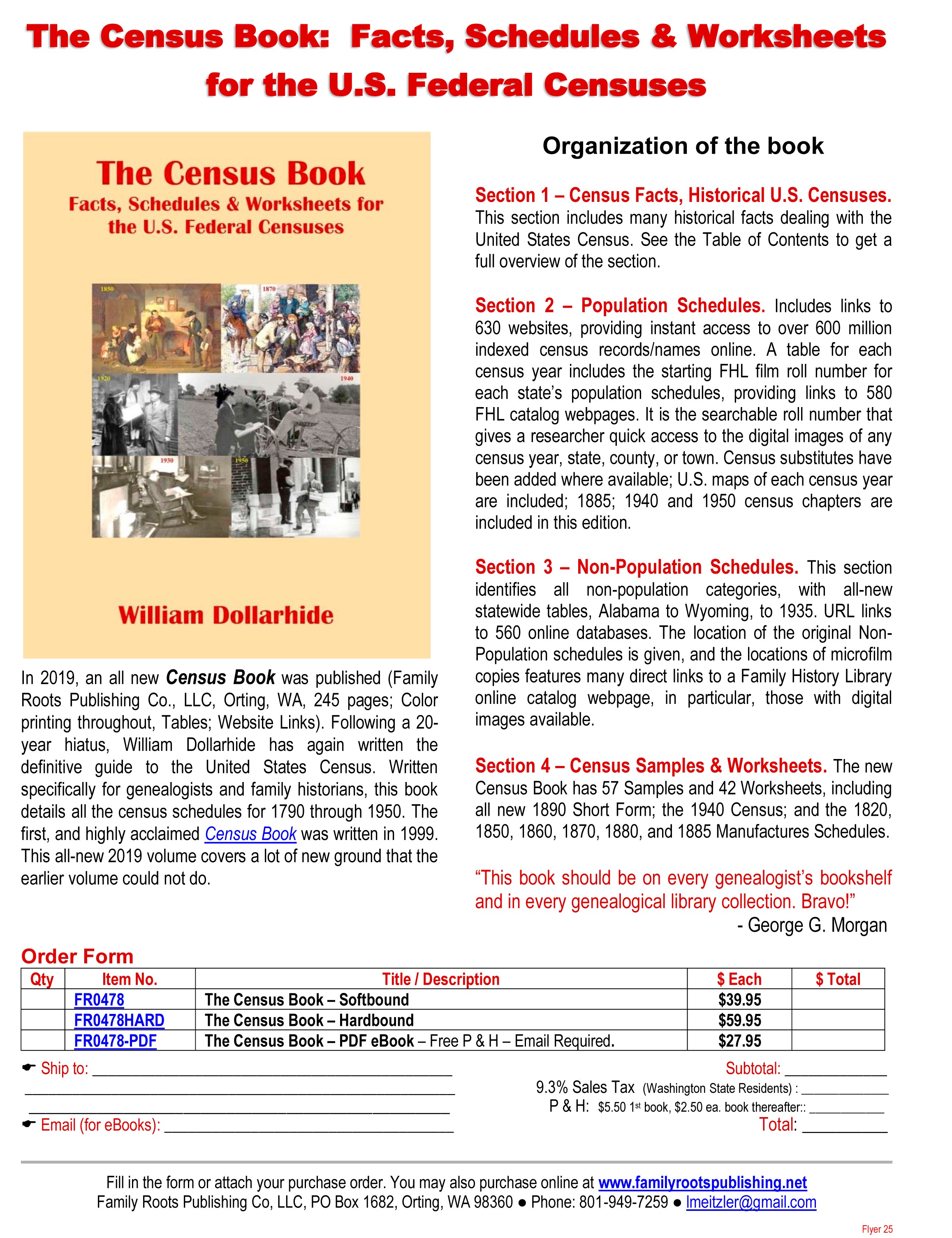 FREE FLYER: Downloadable PDF Flyer - The Census Book: Facts, Schedules & Worksheets for the U.S. Federal Censuses