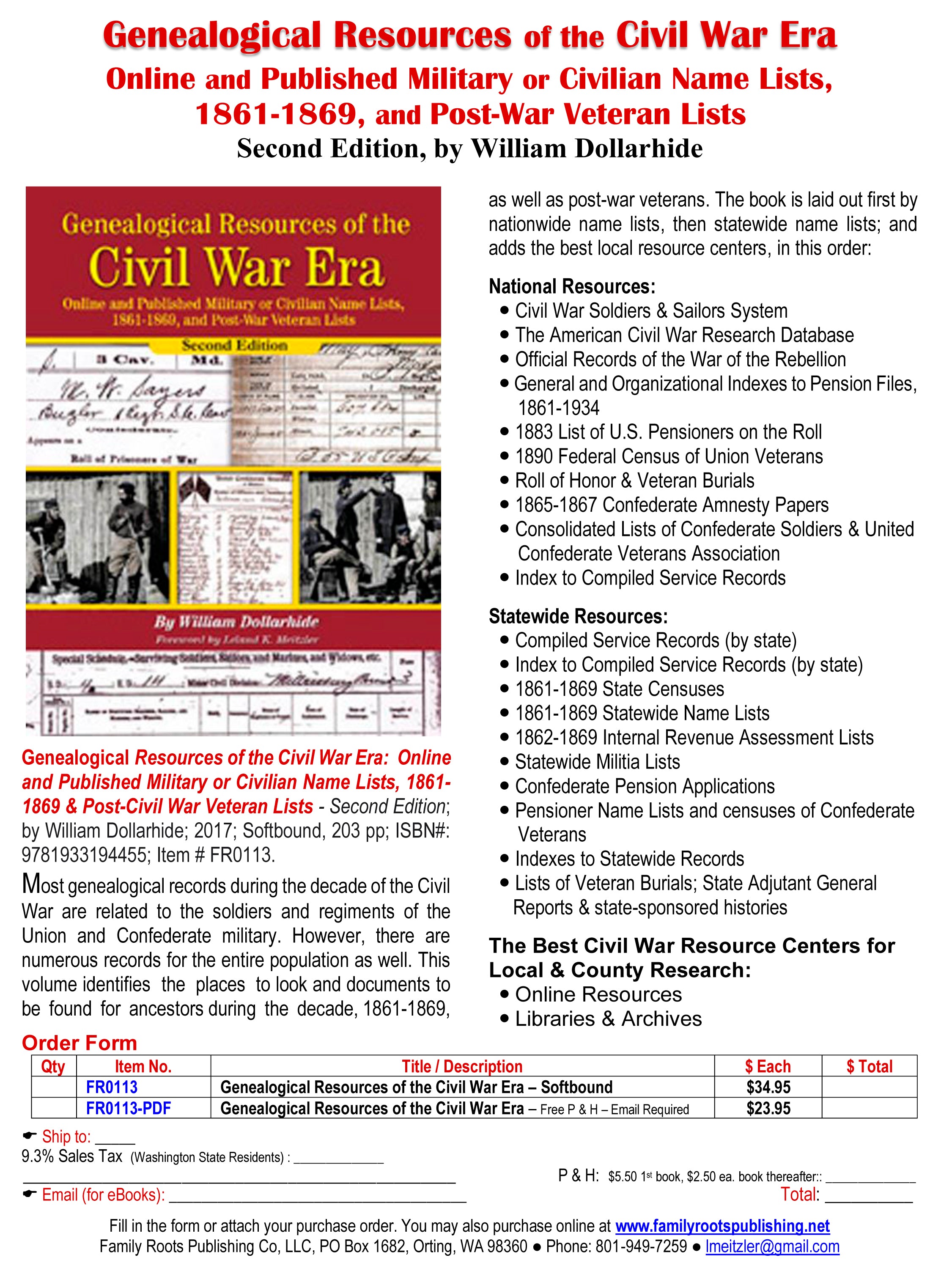 FREE FLYER: Downloadable PDF Flyer - Genealogical Resources of the Civil War Era
