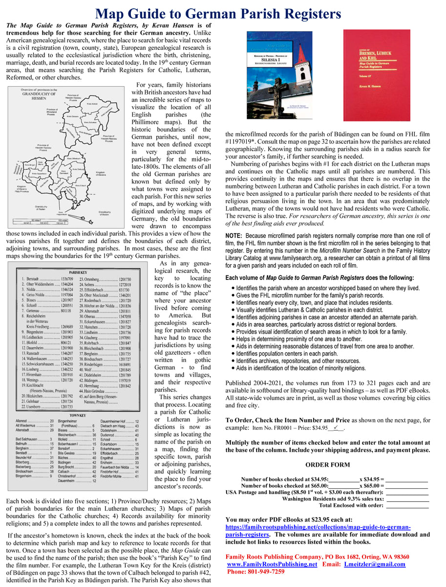 FREE FLYER: Downloadable PDF Flyer - Map Guide To German Parish Regist ...