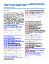 Online Maine Name Lists - A Genealogists' Insta-Guide - PDF EBook