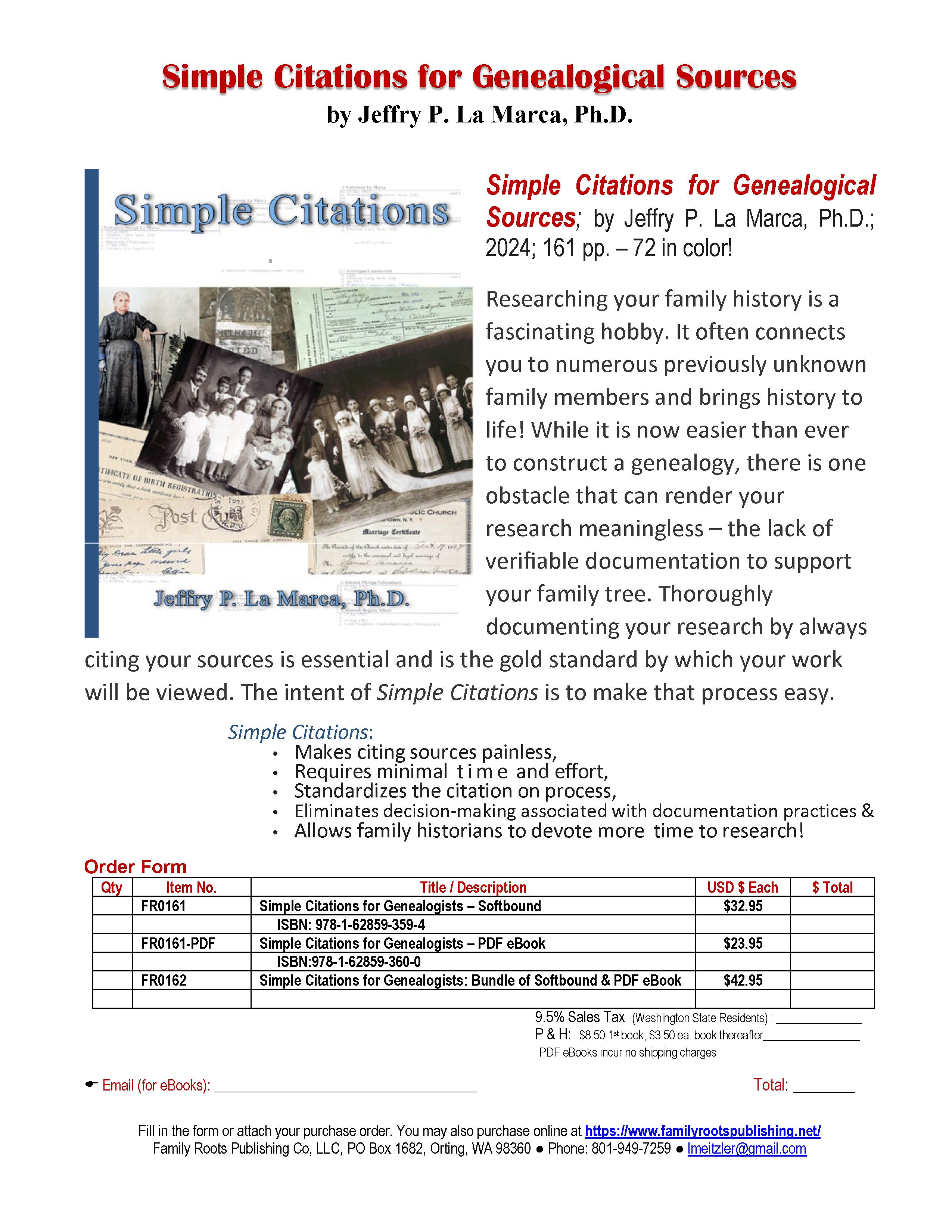 FREE FLYER: Downloadable PDF flyer: Simple Citations for Genealogical Sources
