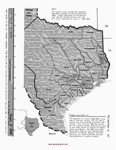 Map Guide To The U.S. Federal Censuses, Texas 1820 -1920 Map Packet