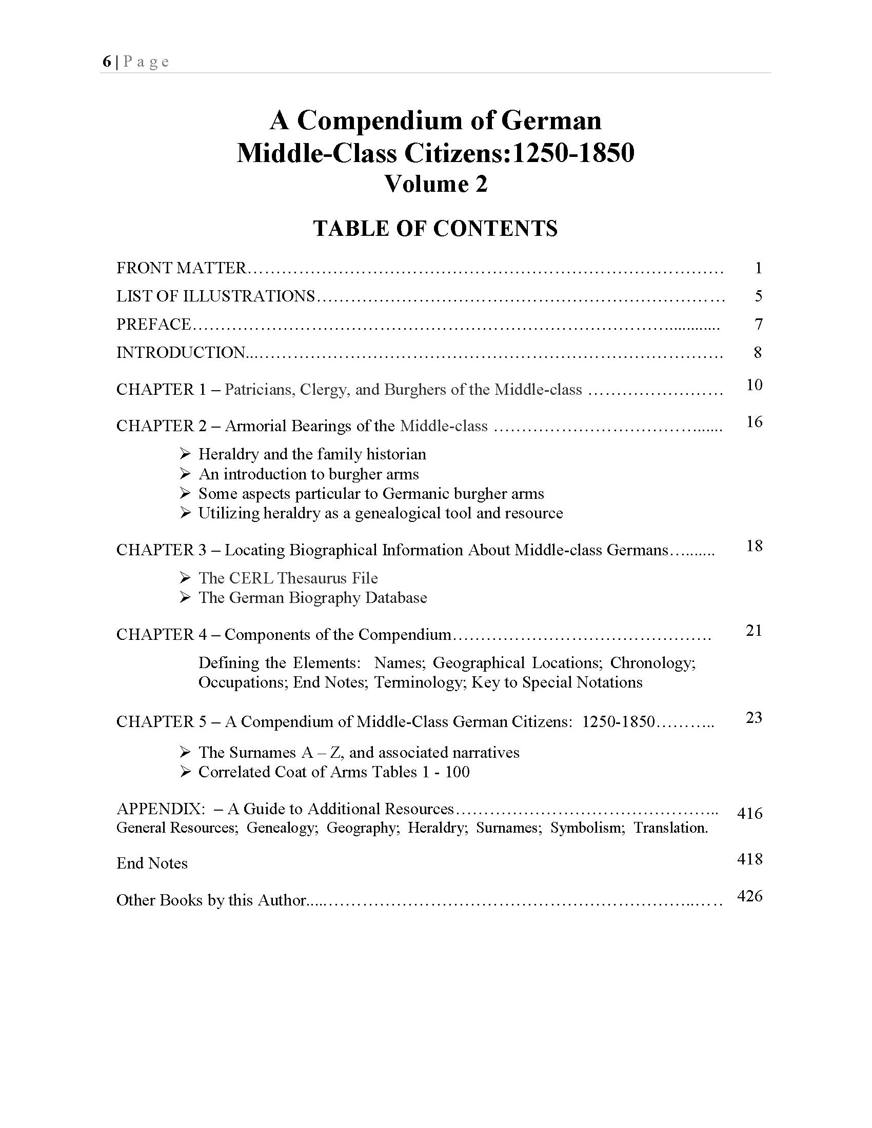 A Compendium of Middle-Class German Citizens: 1250-1850 - Volume Two