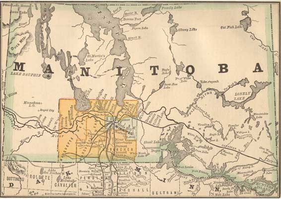 Manitoba, Canada 1884 Map