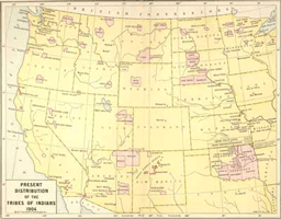 American Indian Tribes in Central & Western America 1904 Map