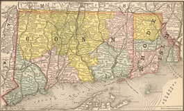 Connecticut & Rhode Island 1884 Map