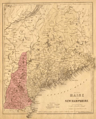 Maine & New Hampshire 1860 Map