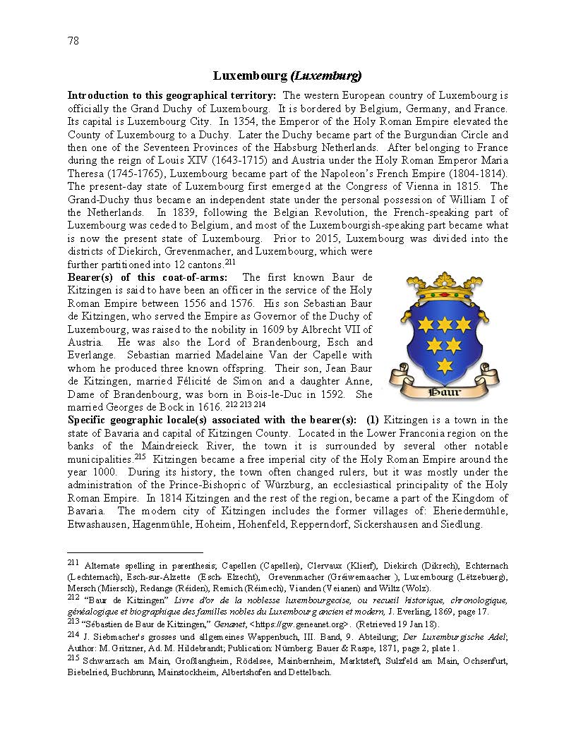 Bauer/Baur Heraldry and Genealogy: A Geographical Perspective