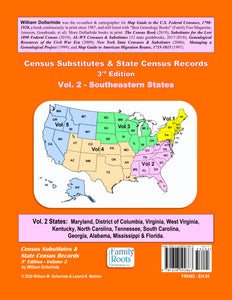 Census Substitutes & State Census Records, Third Edition, Volume 2 - Southeastern States (BUNDLE: Printed Book & PDF eBook)