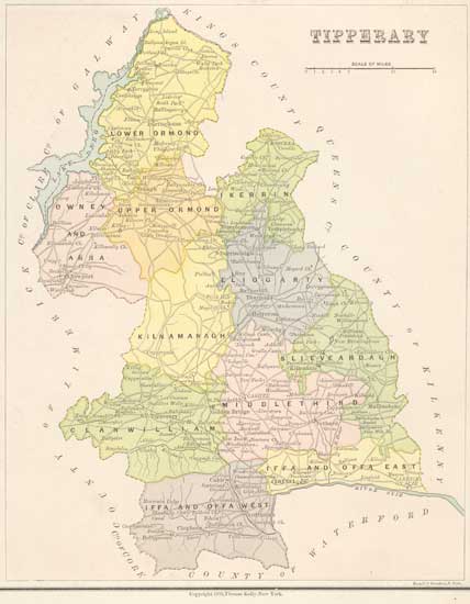 County Tipperary, Ireland 1878 Map