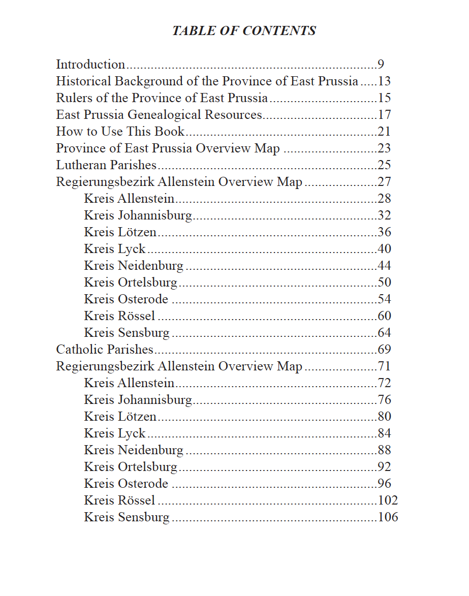 Map Guide to German Parish Registers - Vol. 46 – Kingdom of Prussia, Province of East Prussia I, Regierungsbezirk Allenstein - HARDBOUND