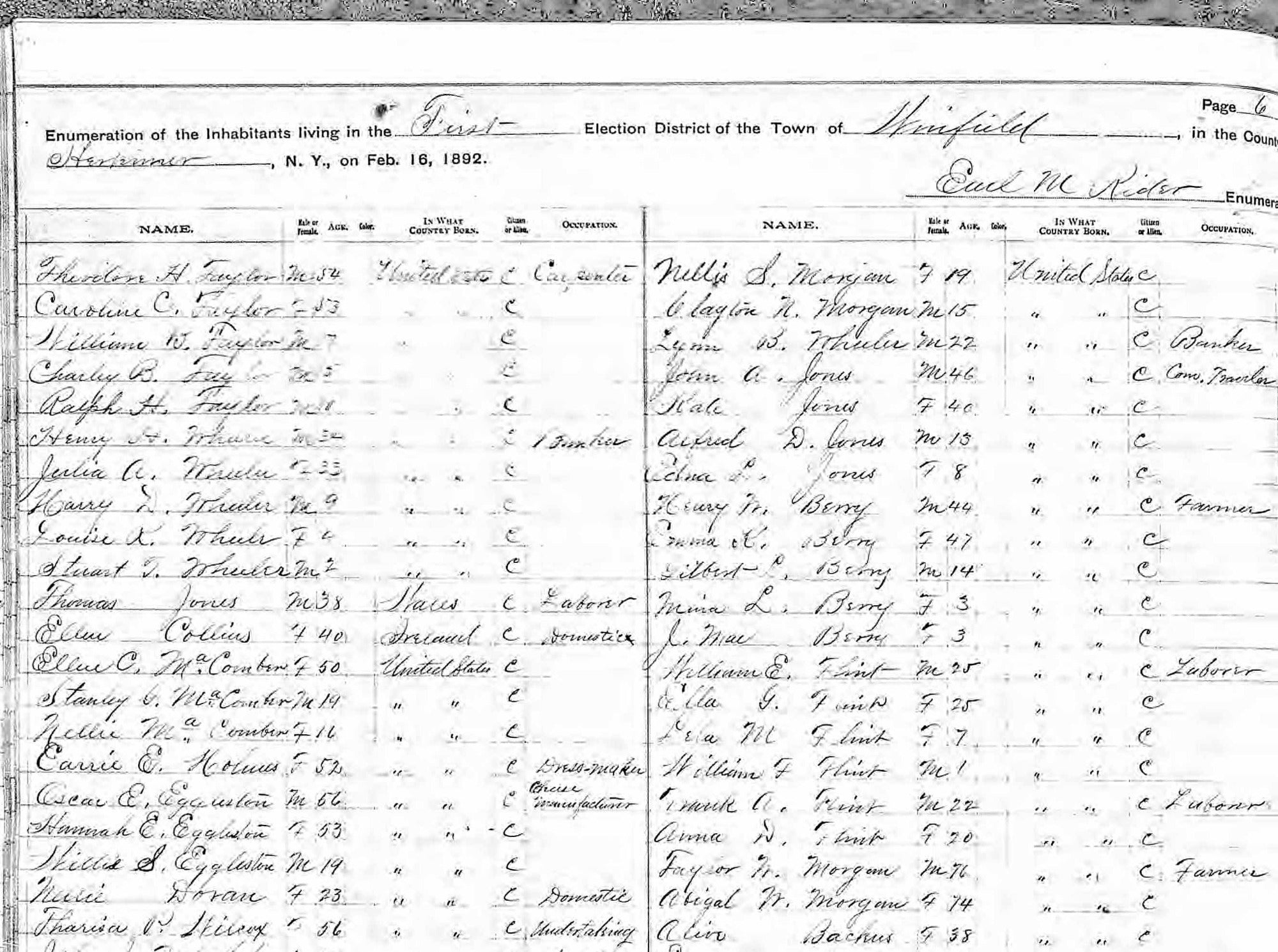 New York 1892 State Census